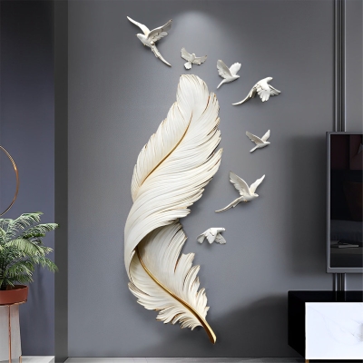 Piume Uccelli Decor Scultura d'arte 3D Decorazione da parete nordica creativa