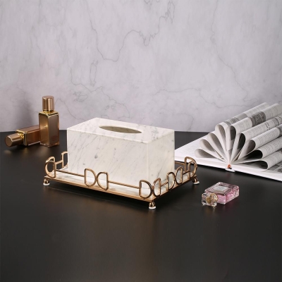 Porte-mouchoirs en marbre blanc, support de boîte à mouchoirs rectangulaire décoratif