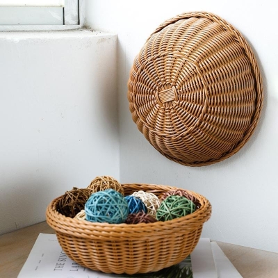 Cesto portaoggetti in plastica rotonda naturale della fattoria