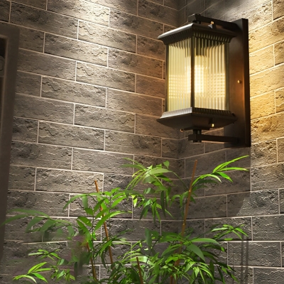 Lampade da parete per esterni retrò marroni con paralume in vetro creativo impermeabile per esterni