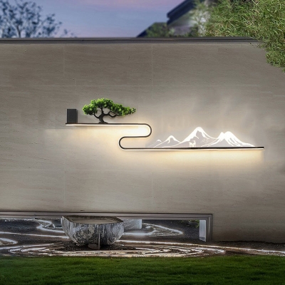 Lampade da parete per esterni moderne a LED impermeabili con scenario di montagna con batteria esterna