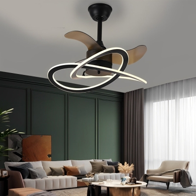 Waves Flower LED Mute Timing Ventilatori da soffitto creativi nordici senza lama