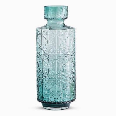 Vasi da fiori in vetro blu con cilindro in stile retrò