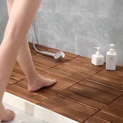Tappeti da bagno rettangolari in legno naturale Tappetini marrone noce