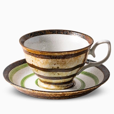 Set di piattini per tazza da tè Maccha in gres da 2 pezzi