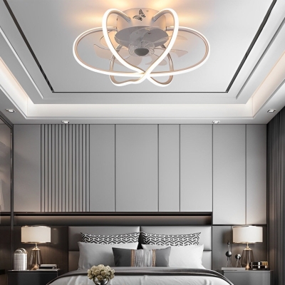 Lampada a gabbia per fiori rotonda a LED dimmerabile con ventilatore a soffitto senza lama remoto