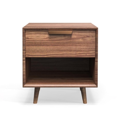 Comodino moderno in legno con 2 cassetti