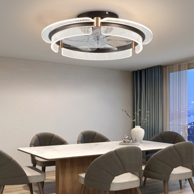 Ventilatori da soffitto senza lama nordici creativi a LED intelligenti muti rotondi