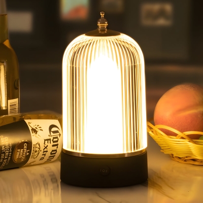 Lampada da tavolo portatile in gabbia acrilica Lanterna da scrivania calda a LED