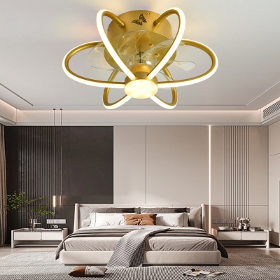 Ventilatori da soffitto moderni senza lama a LED dimmerabili intelligenti Flower con telecomando