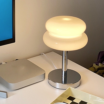 Lampada da tavolo moderna dimmerabile con luce calda creativa per hamburger in vetro spesso USB