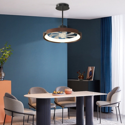 Ventilatori da soffitto moderni senza lama a LED in legno rotondo con regolazione tramite app a 3 fasi