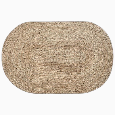 Tappeto rustico ovale in alghe marine