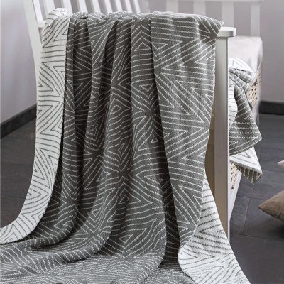 Coperte rettangolari in cotone grigio nero