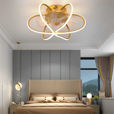 Lampada a gabbia per fiori rotonda a LED dimmerabile con ventilatore a soffitto senza lama remoto