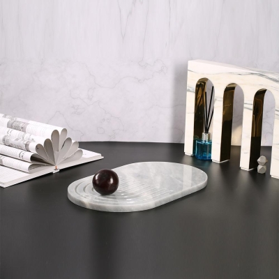 Piatti piani ovali moderni in marmo bianco Piatti piani decorativi festivi