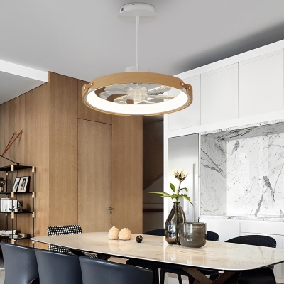 Ventilatori da soffitto moderni senza lama a LED in legno rotondo con regolazione tramite app a 3 fasi