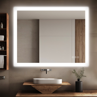 Specchio cosmetico da bagno con memoria dimmerabile, 40 x 32 pollici, con interruttore tattile e luce