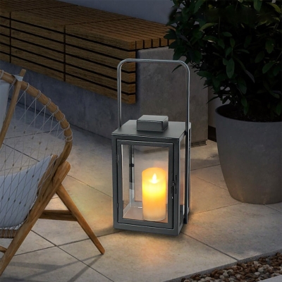Portacandele in vetro DC 5V LED nero moderno portatile luci da pavimento per esterni