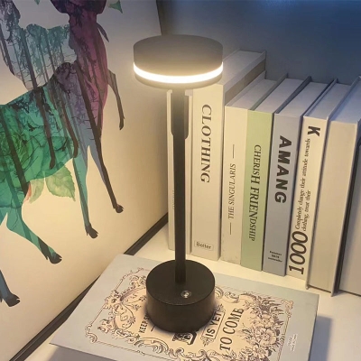 Lampada da tavolo moderna ricaricabile tramite USB rotonda in alluminio touch control dimmerabile