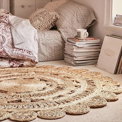 Tappeto decorativo in canapa rotondo rustico ottagonale ovale rettangolare