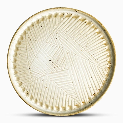 Piatto da portata per frutta in gres bianco verde
