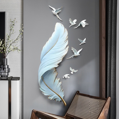 Piume Uccelli Decor Scultura d'arte 3D Decorazione da parete nordica creativa