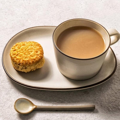 Tazza da caffè in gres bianco, tazza da tè con piattino rettangolare ovale