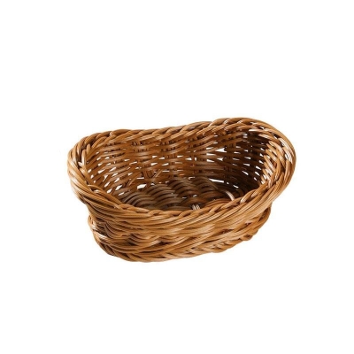 Cestino portaoggetti in plastica di forma ovale naturale in legno rustico