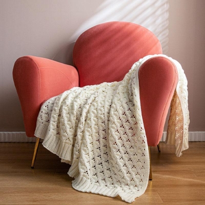 Coperte rettangolari in cotone con lavorazione a nappe