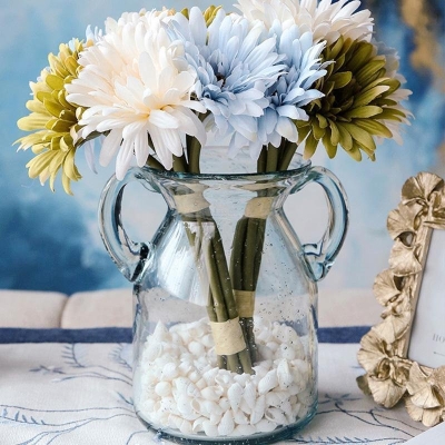 Vasi di fiori decorativi di tipo bollitore in vetro blu