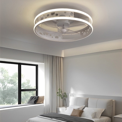 Ventilatori da soffitto nordici senza lama rotondi a tre livelli con dimmerazione a LED con telecomando