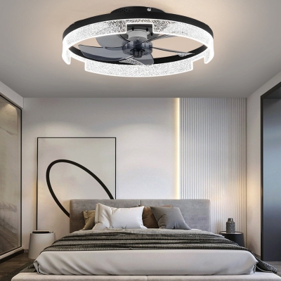 Ventilatori da soffitto senza lama nordici creativi a LED intelligenti muti rotondi