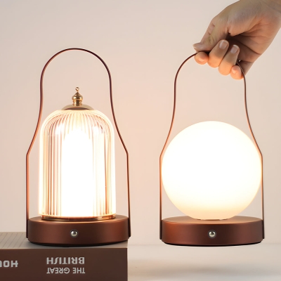 Lampada da tavolo a lanterna con maniglia portatile Illuminazione LED dimmerabile a 3 vie incorporata