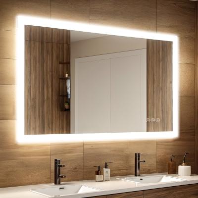 Specchio cosmetico da bagno con memoria dimmerabile, 40 x 32 pollici, con interruttore tattile e luce