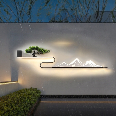 Lampade da parete per esterni moderne a LED impermeabili con scenario di montagna con batteria esterna