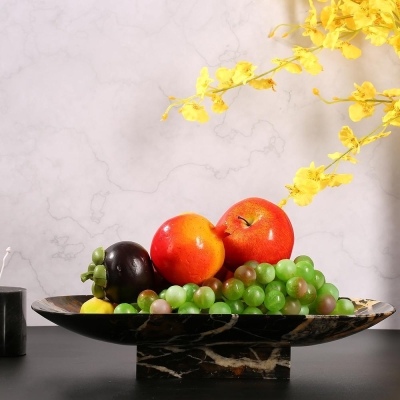 Vassoio da portata lungo in marmo Vassoio da cucina Vassoio da frutta Piatto da sushi Oro nero