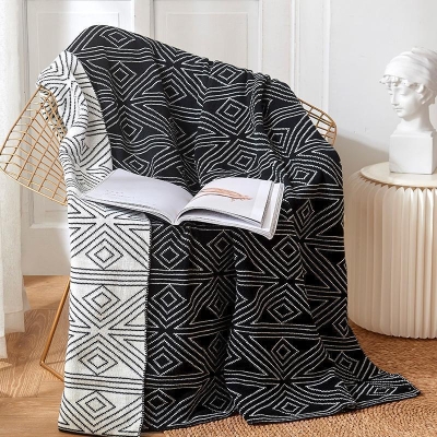 Coperte rettangolari in poliestere bianco nero