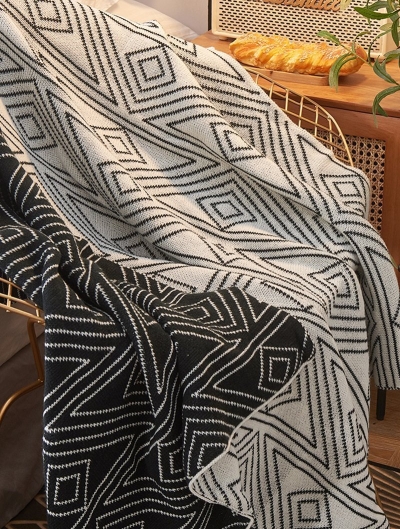 Coperte rettangolari in poliestere bianco nero