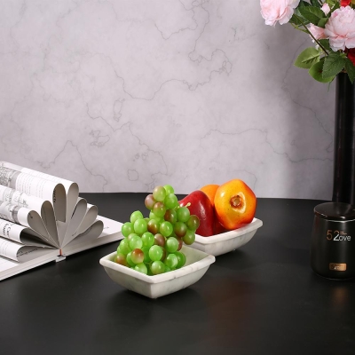 Vassoio da portata per frutta piccolo Vassoio organizer da scrivania in marmo quadrato bianco