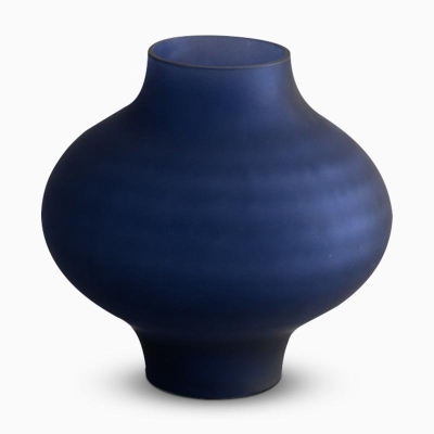 Vasi di fiori decorativi in ​​vetro blu a forma di zucca