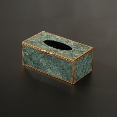 Porta fazzoletti in marmo verde Porta fazzoletti per il viso rettangolare