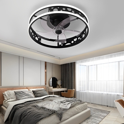 Ventilatori da soffitto nordici senza lama rotondi a tre livelli con dimmerazione a LED con telecomando