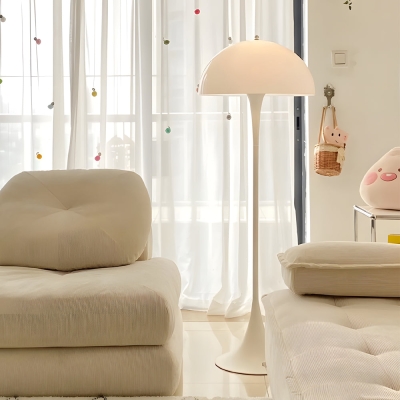 Lampada da terra nordica semplice bianca con regolazione a 3 livelli di funghi. Lampada da terra