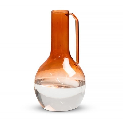 Vaso da fiori in vetro bianco rosso con manico singolo