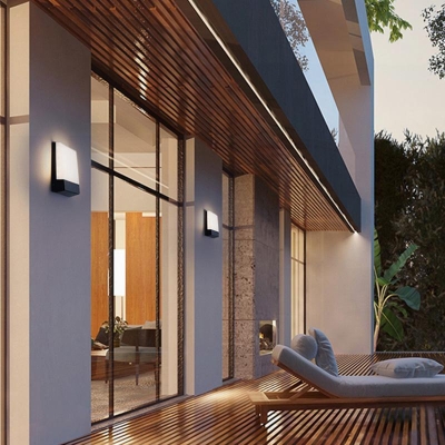 Luci da portico per esterni moderne quadrate impermeabili a LED nere