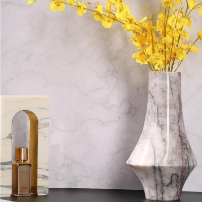 Vaso moderno in marmo bianco da tavolo, vasi decorativi, piccolo vaso per piante