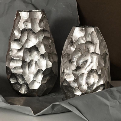 Vasi da fiori di forma irregolare Vasi decorativi da tavolo in argento