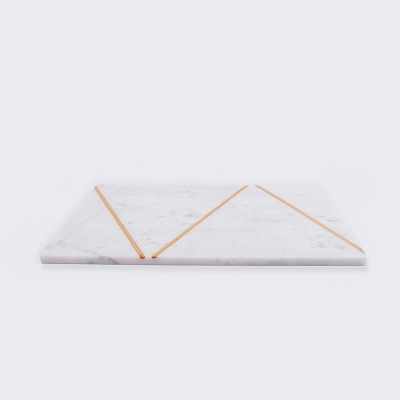 Piatto da portata rettangolare in marmo bianco, piatto per sandwich, tagliere