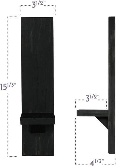 Portacandele rustico da parete in legno di grandi dimensioni da 2 pezzi